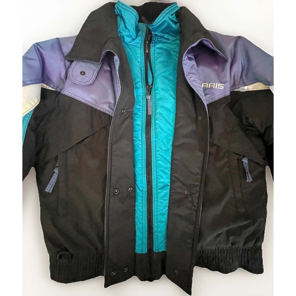 Polaris Snowmobile Jacket Insulated Purple Black Women XL Winter Coat USA 90's - Picture 6 of 16
